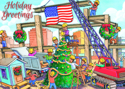 Christmas Crane Contractor & Builder Holiday Cards
